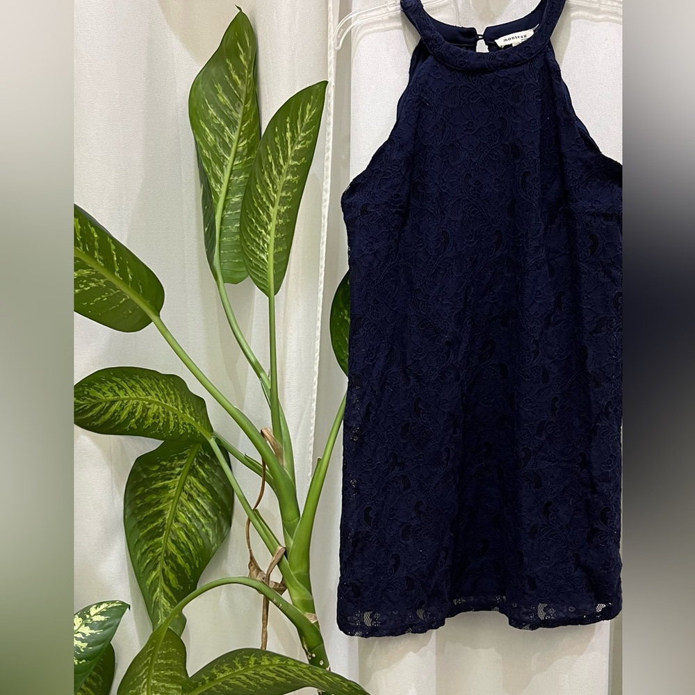 Monteau Navy Blue Eyelet Dress Size M - Picture 1 of 1